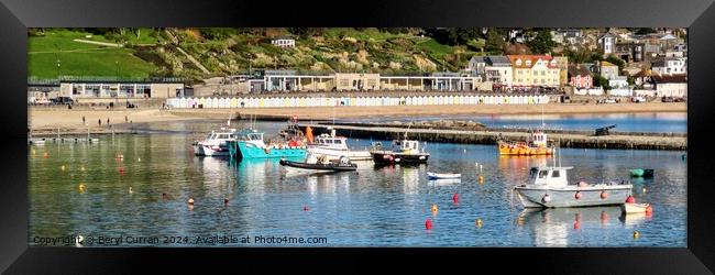 Lyme Regis Harbour Panoramic  Framed Print by Beryl Curran