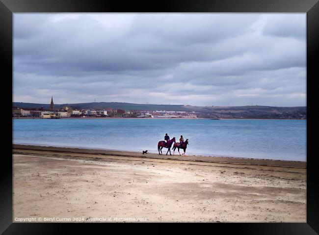 Horses on Weymouth Beach Framed Print by Beryl Curran