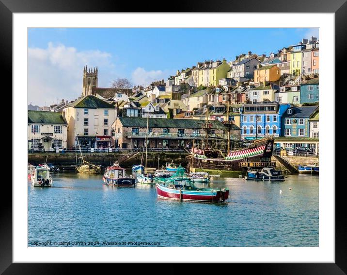Brixham Quayside and Harbour Framed Mounted Print by Beryl Curran