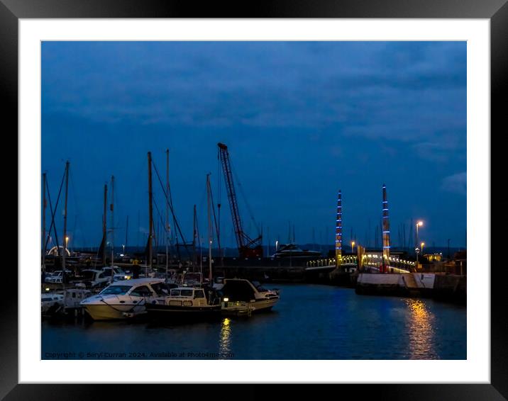 Torquay harbour Night time. Framed Mounted Print by Beryl Curran
