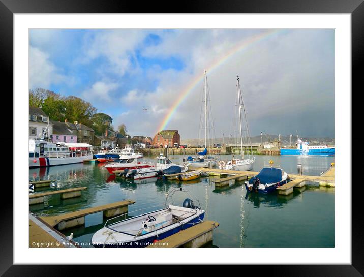 Rainbow over Padstow Harbour  Framed Mounted Print by Beryl Curran