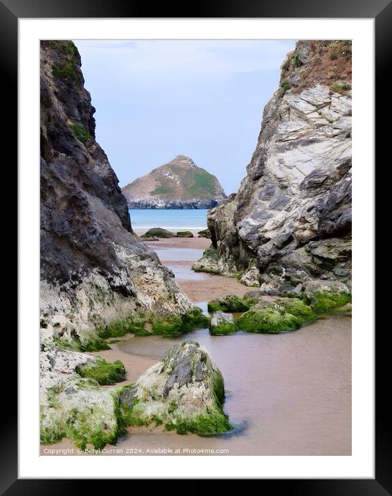 Holywell Bay Framed Mounted Print by Beryl Curran