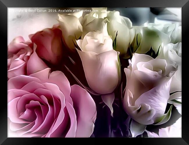 Enchanting English Rose Bouquet Framed Print by Beryl Curran