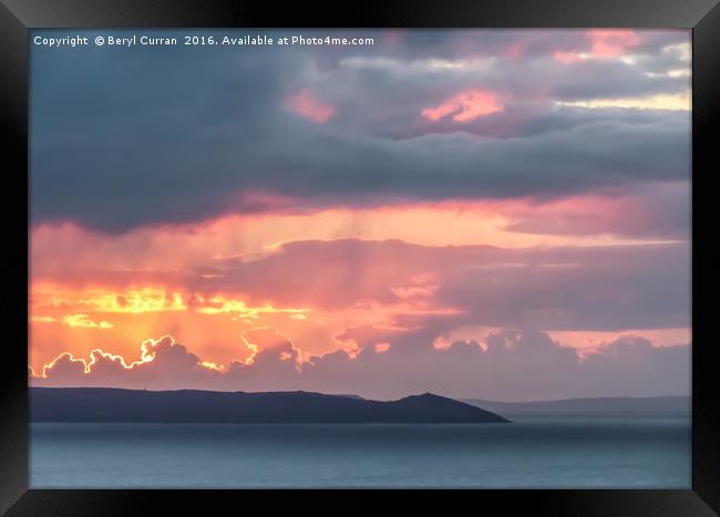 Radiant Sunrise on Rame Peninsula Framed Print by Beryl Curran