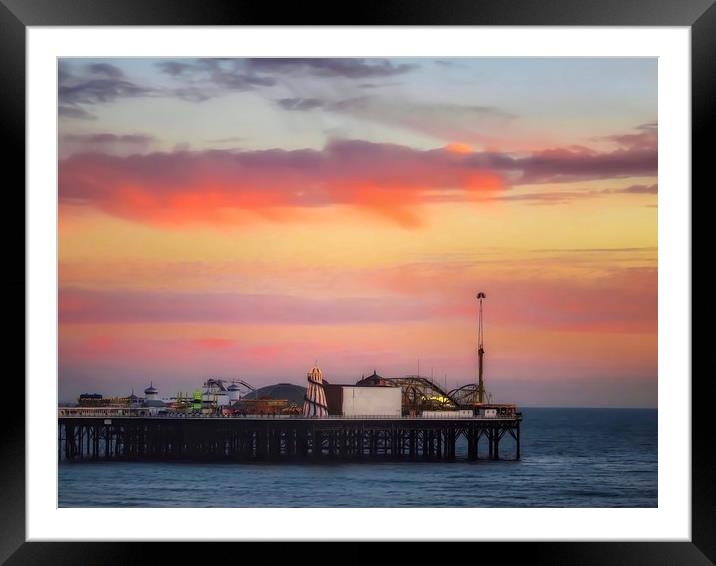 Sunset Magic at Brighton Pier Framed Mounted Print by Beryl Curran