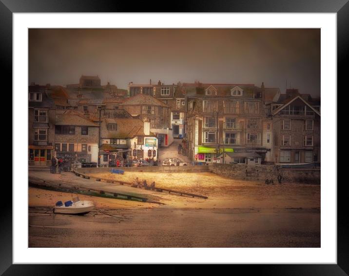 St Ives Harbour beach Framed Mounted Print by Beryl Curran
