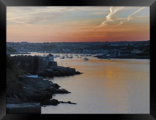 Majestic Sunrise over Plymouth Hoe Framed Print by Beryl Curran