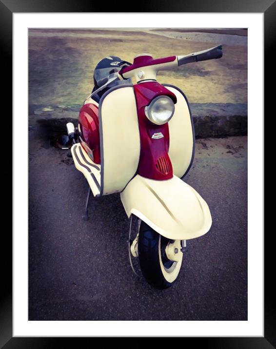 Iconic Italian Lambretta Scooter Framed Mounted Print by Beryl Curran