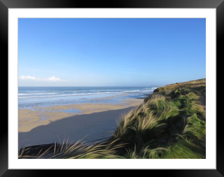 Serene Coastal Escape Gwithian beach Framed Mounted Print by Beryl Curran