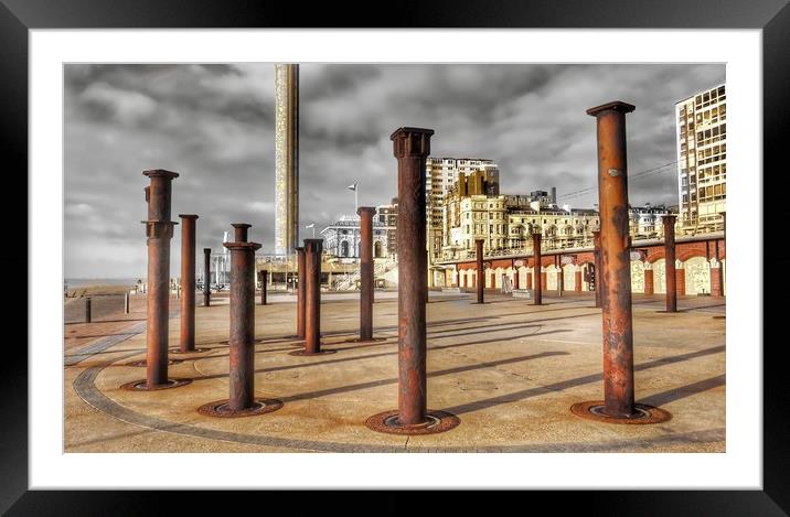 Brighton west piers columns Framed Mounted Print by Beryl Curran