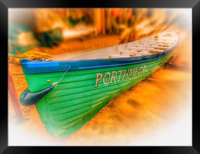 Majestic Rowing Gig  in St Ives Framed Print by Beryl Curran