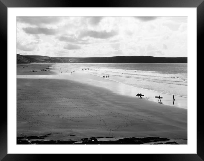 Riding the Waves Woolacombe Beach Framed Mounted Print by Beryl Curran