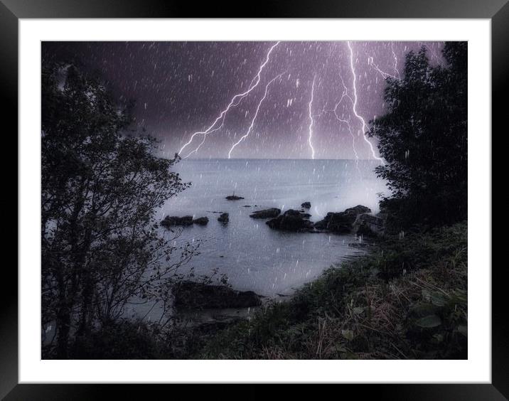 Electrifying Stormy Seas Framed Mounted Print by Beryl Curran