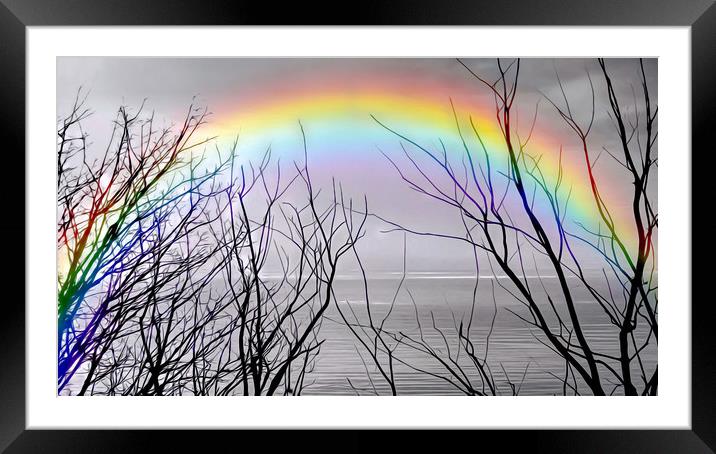 Enchanting Rainbow Over Calm Seas Framed Mounted Print by Beryl Curran