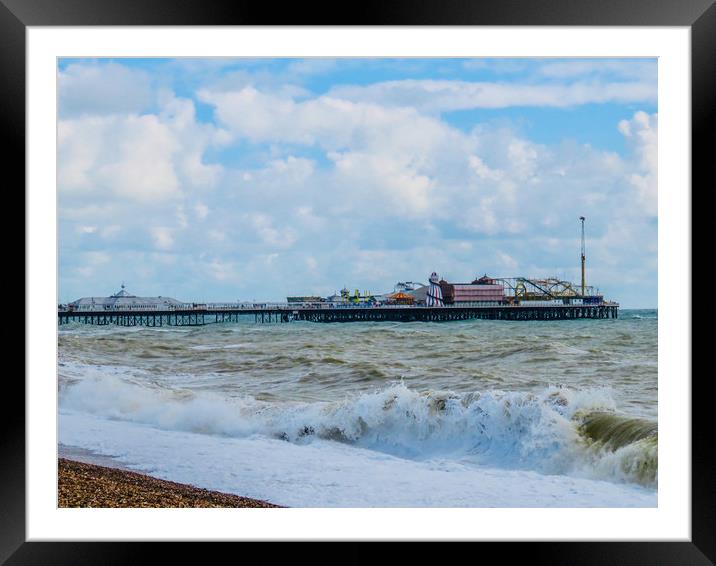 Majestic Waves at the Iconic Brighton Pier Framed Mounted Print by Beryl Curran