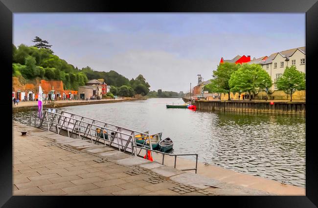 Serene Reflections on Exeter Quay Framed Print by Beryl Curran