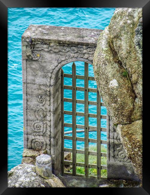 Dramatic Minack Theatre on the Cliff Framed Print by Beryl Curran