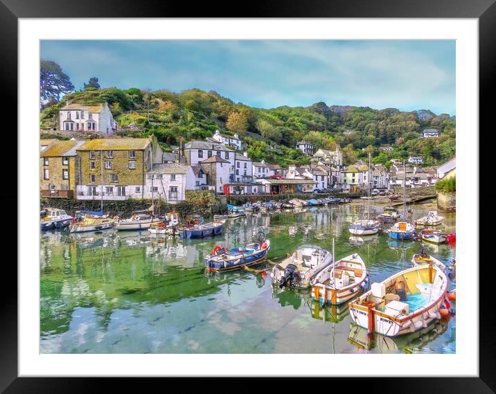 Polperro Fishing harbour Framed Mounted Print by Beryl Curran