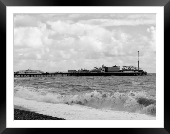 Majestic Brighton Pier in Monochrome Framed Mounted Print by Beryl Curran