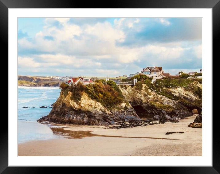 Towan beach Newquay Cornwall  Framed Mounted Print by Beryl Curran