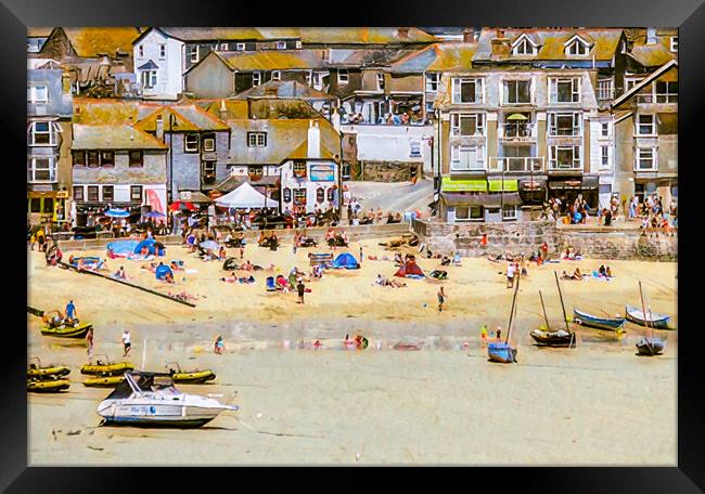 Sunny St Ives Cornwall  Framed Print by Beryl Curran