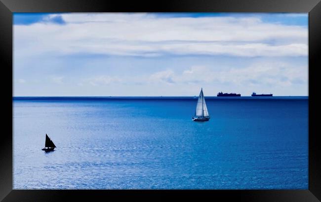 Majestic ships sailing into the horizon Framed Print by Beryl Curran