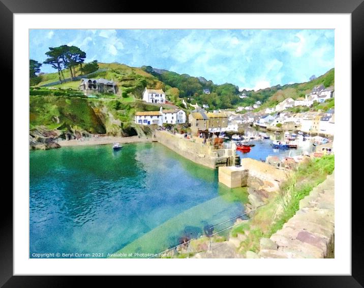 Serenity of Polperro Harbour Framed Mounted Print by Beryl Curran