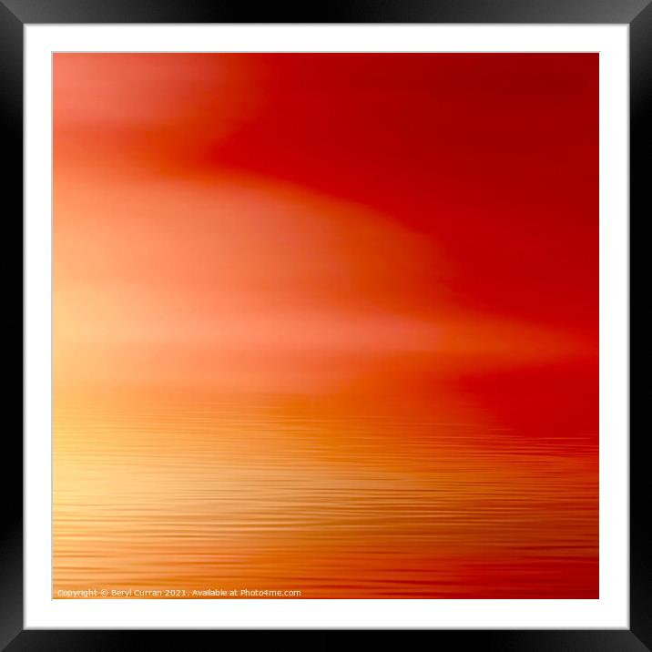 Fiery Sunset Over Cornwall Framed Mounted Print by Beryl Curran