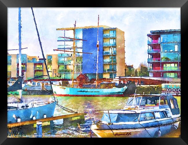 Vibrant Bristol Harbour Scene Framed Print by Beryl Curran