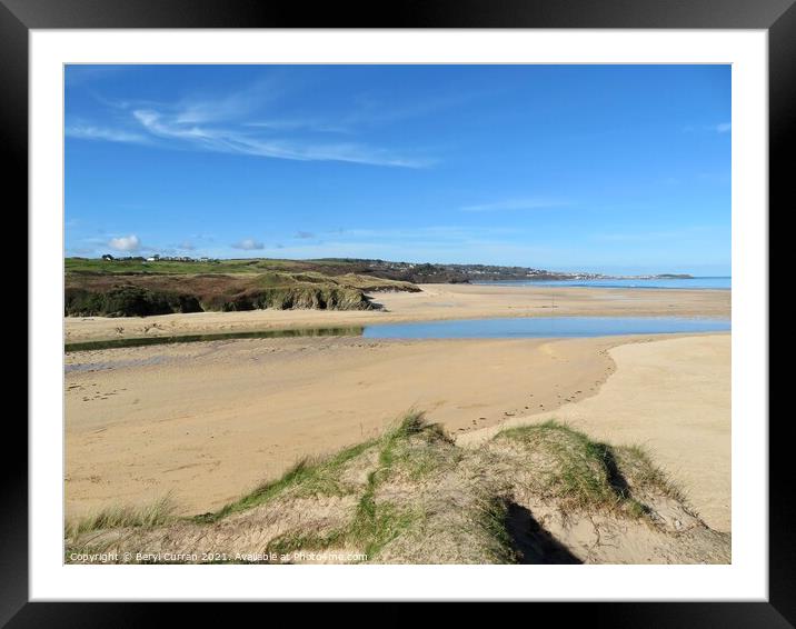Hayle beach and sand dunes Cornwall  Framed Mounted Print by Beryl Curran