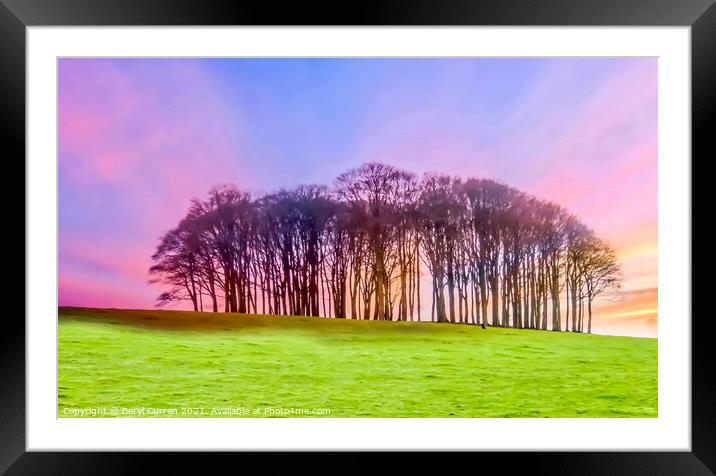 Dramatic sunset Nearly home Trees. Cookworthy Knap Framed Mounted Print by Beryl Curran