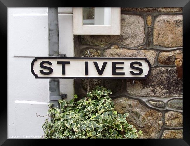Enchanting Sign in Picturesque St Ives Framed Print by Beryl Curran