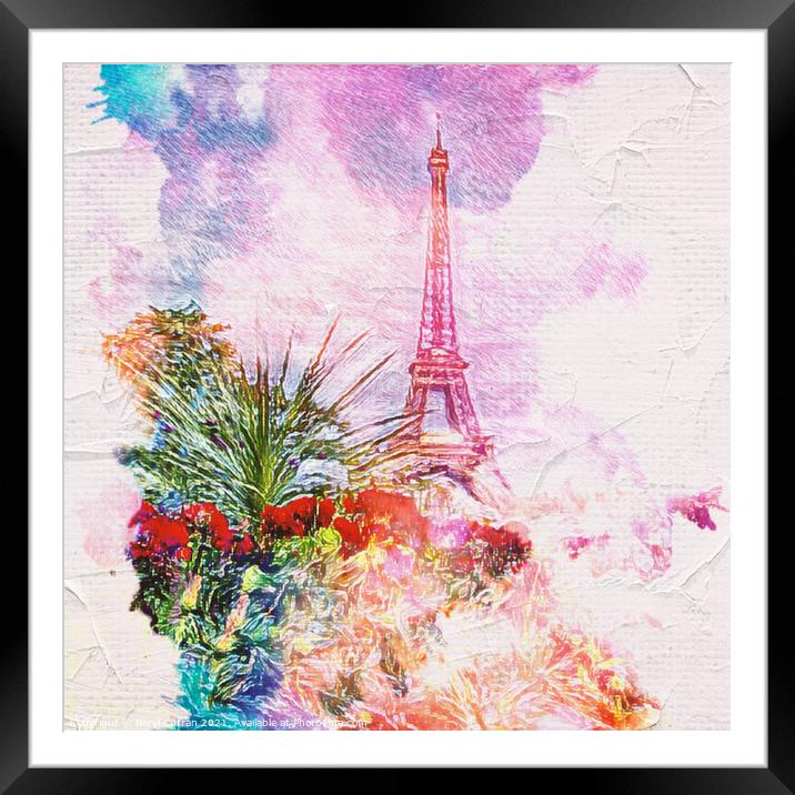 Romance Blooms in Paris Framed Mounted Print by Beryl Curran