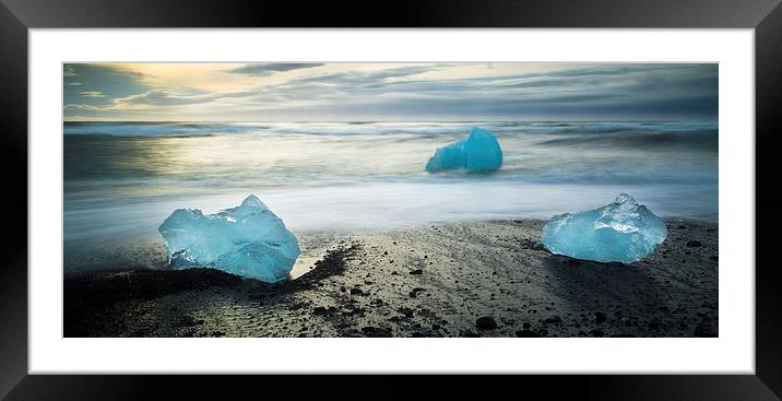  Ice Diamonds at Jokulsarlon Framed Mounted Print by DEREK ROBERTS