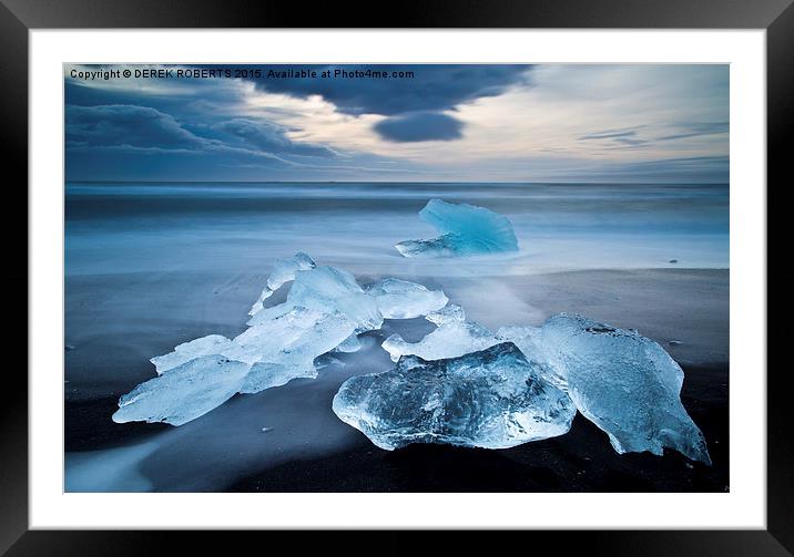  Ice alive at Jokulsarlon beach Framed Mounted Print by DEREK ROBERTS