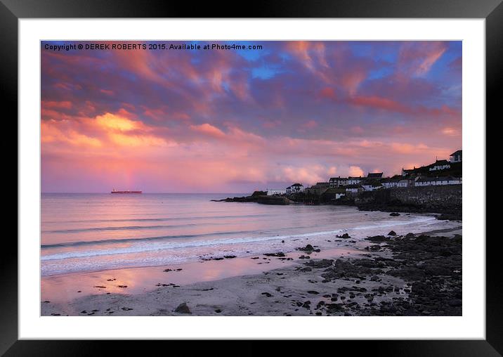 Cornish sunset at Coverack Framed Mounted Print by DEREK ROBERTS