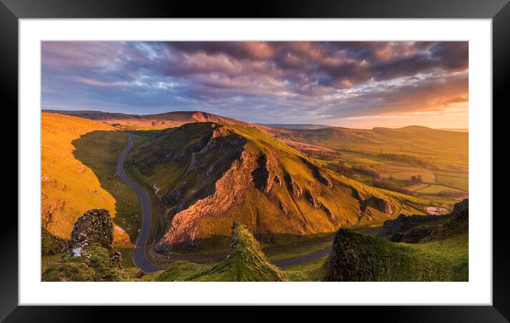 Winnats Pass sunrise light Framed Mounted Print by John Finney