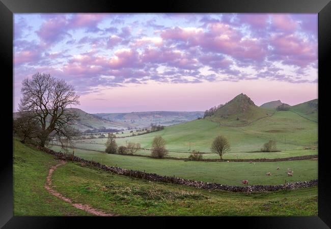 Dawn light over Parkhouse hill in the Peak District  Framed Print by John Finney
