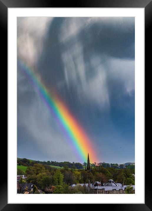 St. George's Church Rainbow, New Mills Framed Mounted Print by John Finney