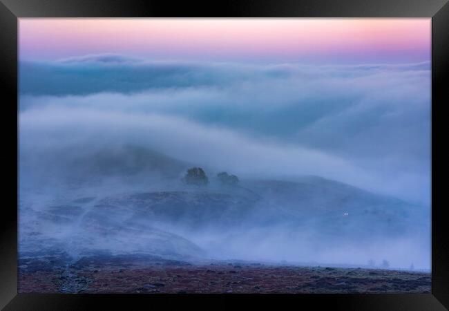 Flowing Fog over Burbage Valley Framed Print by John Finney