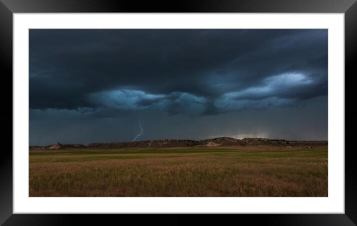 Asperitas cloud lightning, Wyoming Framed Mounted Print by John Finney