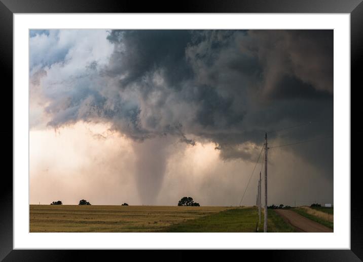 Large tornado Stovepipe, Kansas Framed Mounted Print by John Finney