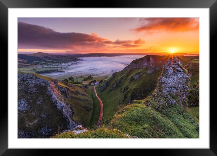 Winnats Pass sunrise, Derbyshire Framed Mounted Print by John Finney