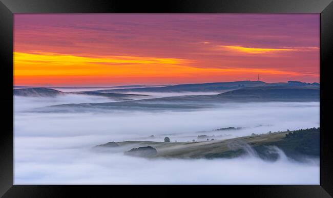 Dawn over Fog. Peak District Framed Print by John Finney
