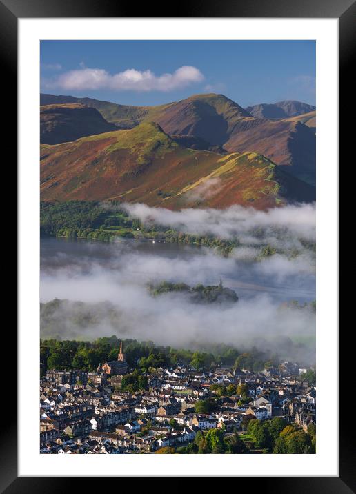 Keswick Old town with Catbells. Lake District. Framed Mounted Print by John Finney