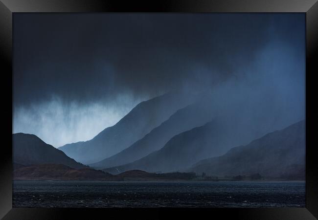 Storm layers. Ardgour mountains. Scottish Highland Framed Print by John Finney