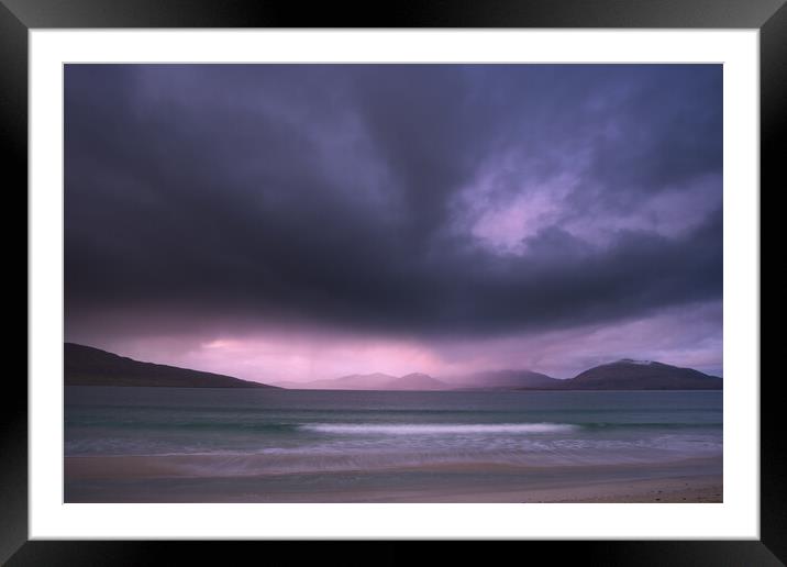 Luskentyre beach atmospheric mood, Isle of Harris Framed Mounted Print by John Finney