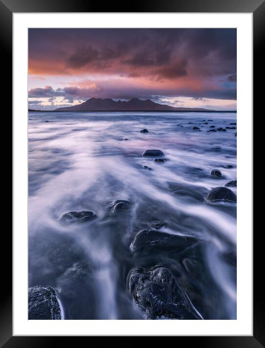 Isle of Eigg with the Isle of Rum in the distance Framed Mounted Print by John Finney