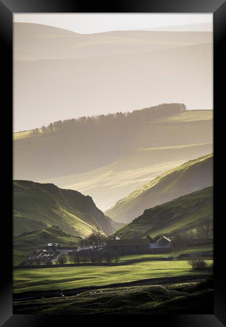 Winnats Pass & Winnats head farm Framed Print by John Finney