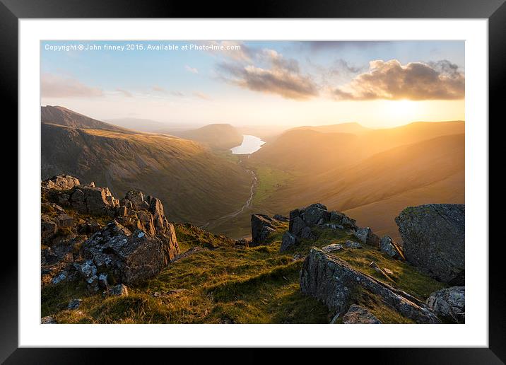 Great Gable sunset, Lake District.  Framed Mounted Print by John Finney